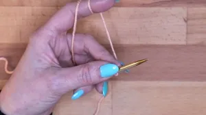 Mache einen Laufknoten und setze ihn auf deine linke Nadel.. Maschen Anschlagen