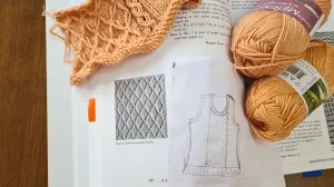 Die Farbe wurde zuerst gewählt. Daraus ergibt sich das Muster, je nachdem welche Wolle du verwendest. Pullover Stricken